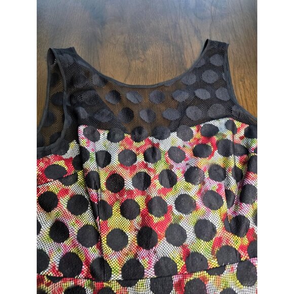 Betsey Johnson Polka Dot Illusion Skater Dress Floral - Picture 16 of 16